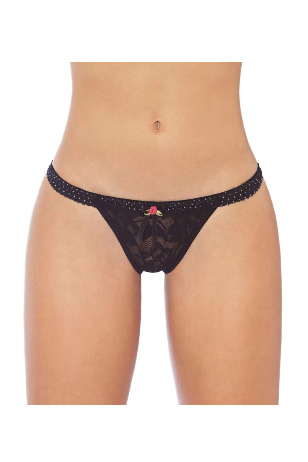 PANTY BRASILERA MUJER PRETINA RECOGIDA Y ENCAJE