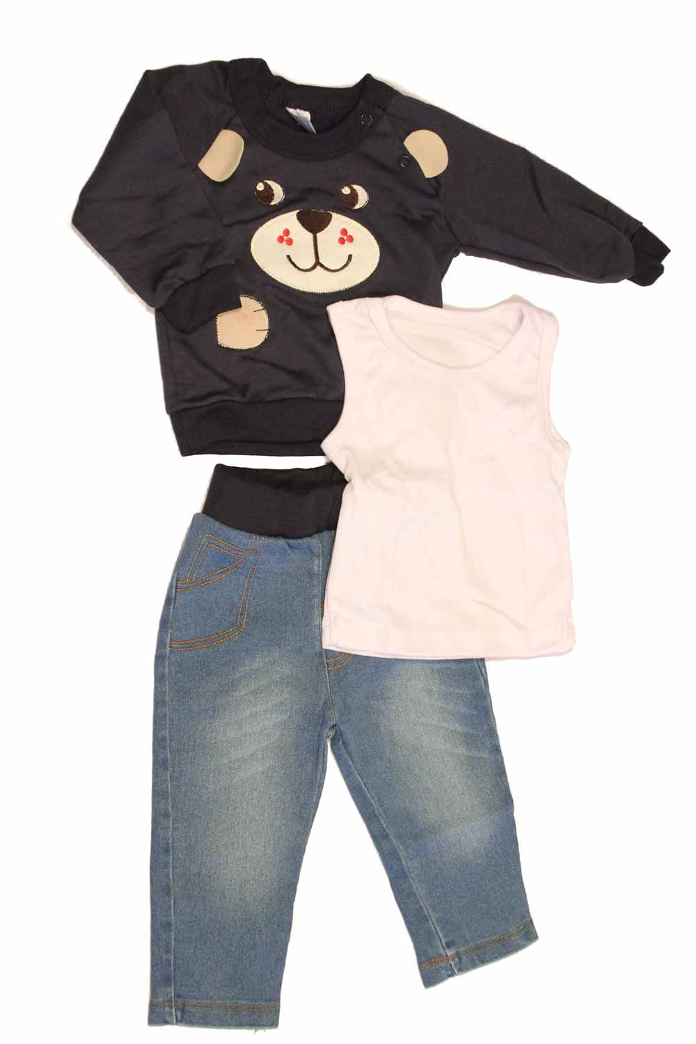 CONJUNTO BEBÉ NIÑO JEAN BUZO OSO (INCLUYE CAMISILLA)