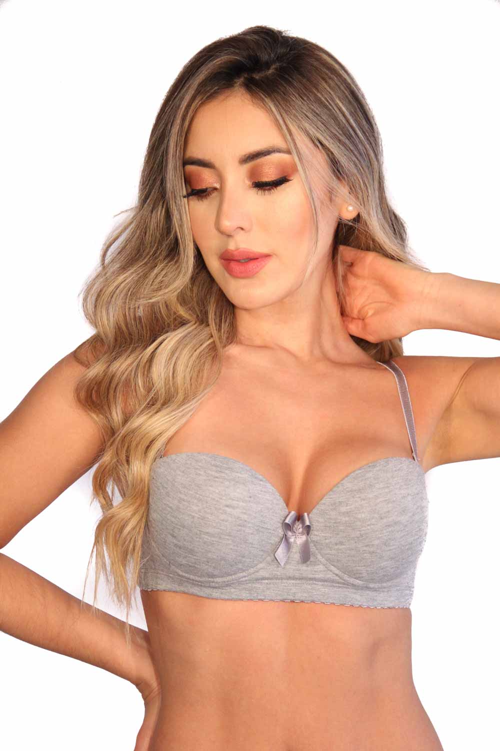 BRASIER MUJER EN ALGODÓN LISO STRAPLES CON VARILLAS LATERALES