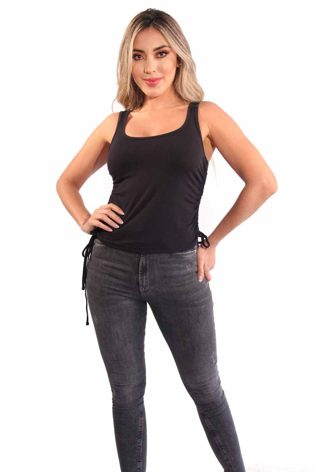 BLUSA MUJER ESQUELETO RECOGIDOS LATERALES