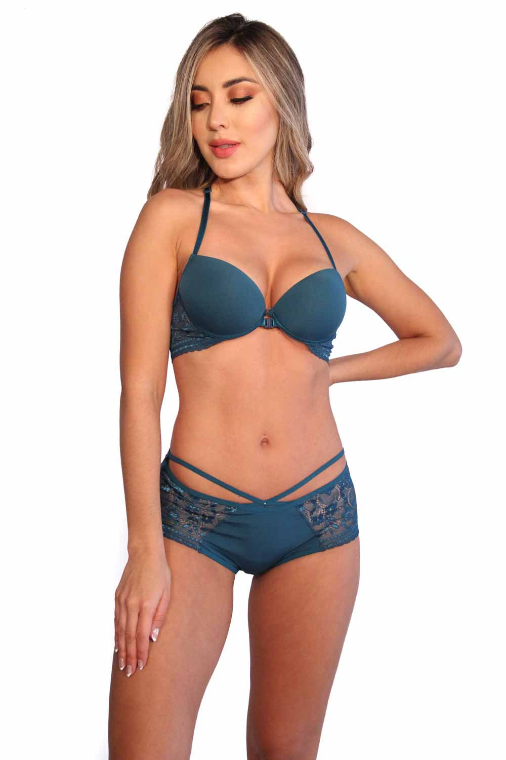 CONJUNTO MUJER DOS PIEZAS CACHETERO BRASIER DE APUNTAR AL FRENTE