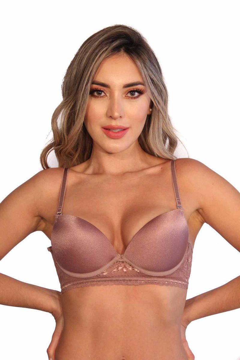 BRASIER MUJER MEDIA COPA LISA CON ENCAJE AL CONTORNO