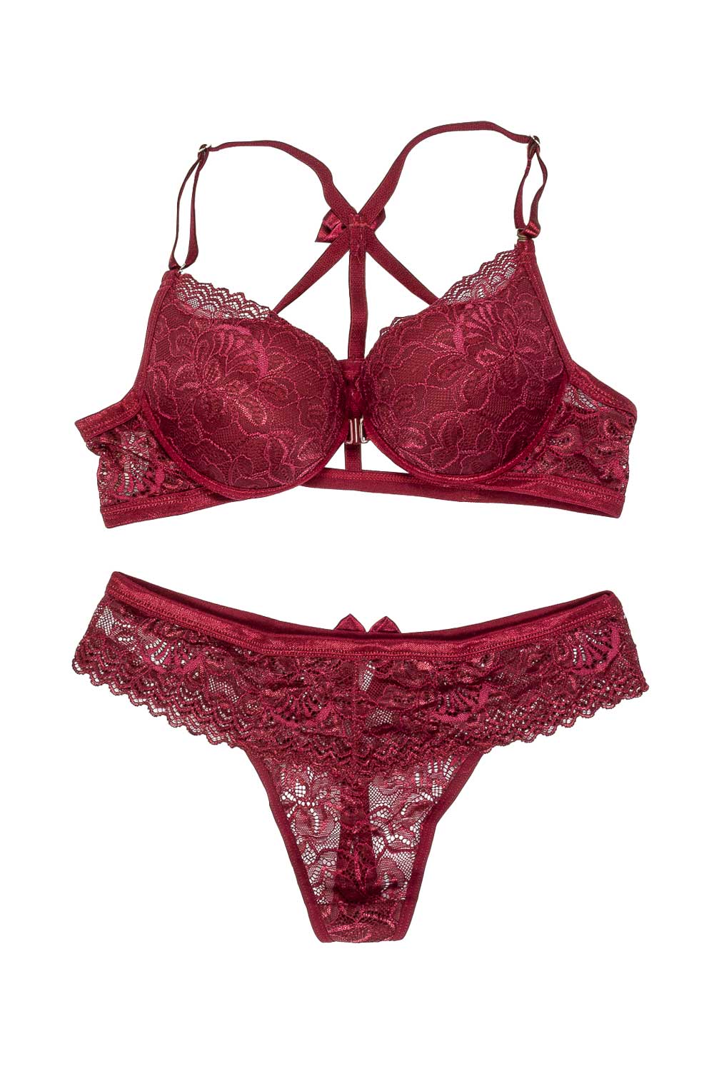 CONJUNTO MUJER ENCAJE BRASIER BROCHE DELANTERO Y BRASILERA