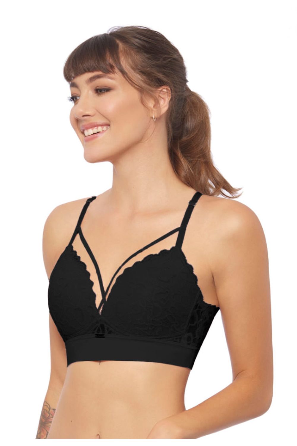 BRALETTE MUJER EN ENCAJE CARGADERAS FIJAS SIN BROCHE