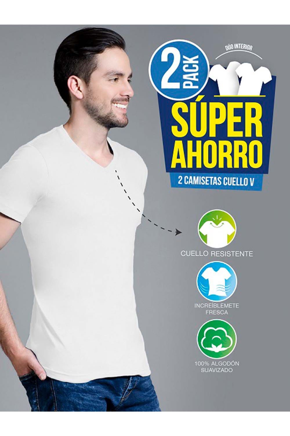 DUO CAMISETA HOMBRE BÁSICA UNICOLOR CUELLO V