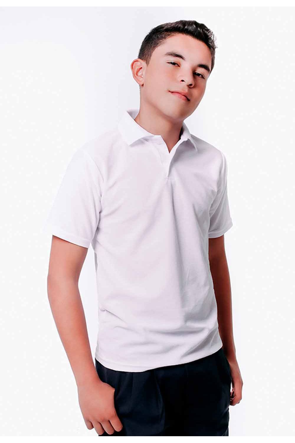 CAMISETA NIÑO COLEGIAL TIPO POLO BLANCA