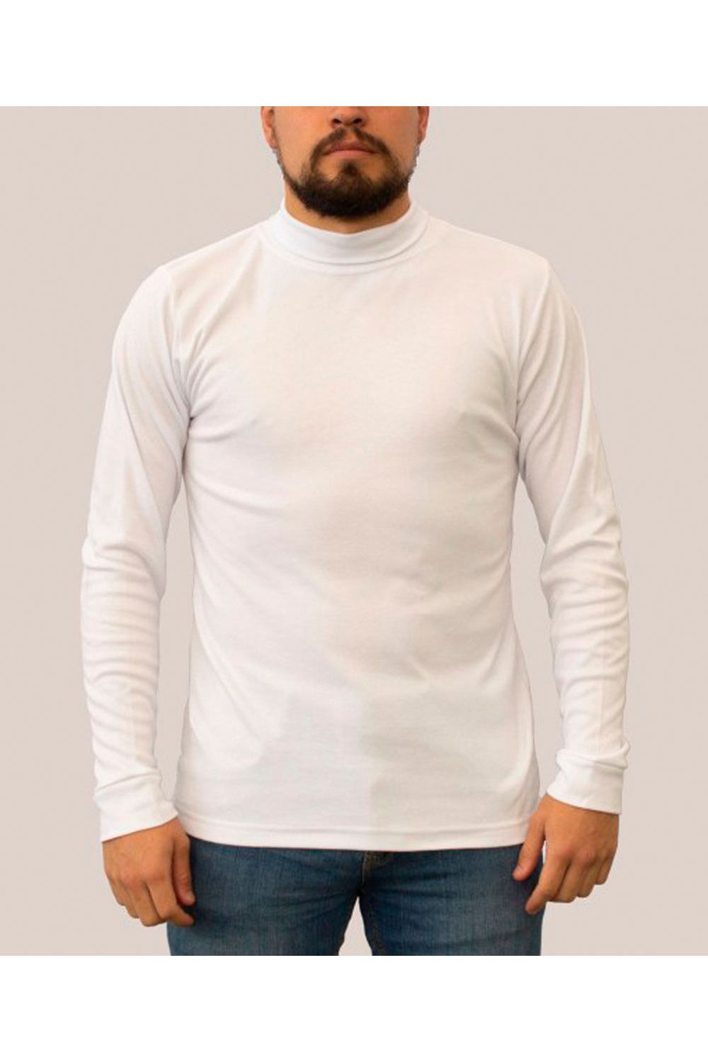 BUZO HOMBRE COLEGIAL CUELLO TORTUGA BLANCO