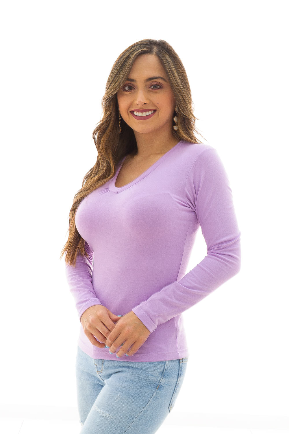 BUZO MUJER UNICOLOR RECOGIDO CUELLO V