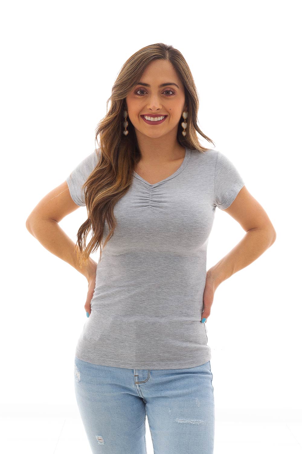 BLUSA MUJER UNICOLOR RECOGIDO BUSTO