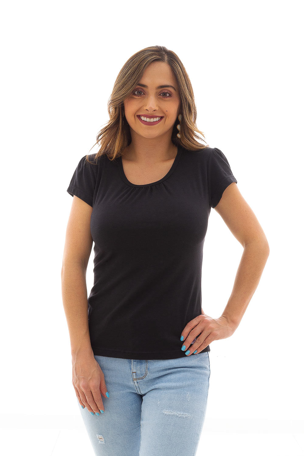 BLUSA MUJER PLIEGUE MANGA Y BUSTO
