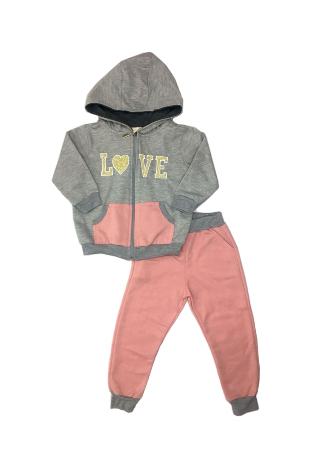 SUDADERA CAPOTA NIÑA BICOLOR ESTAMPADO LOVE