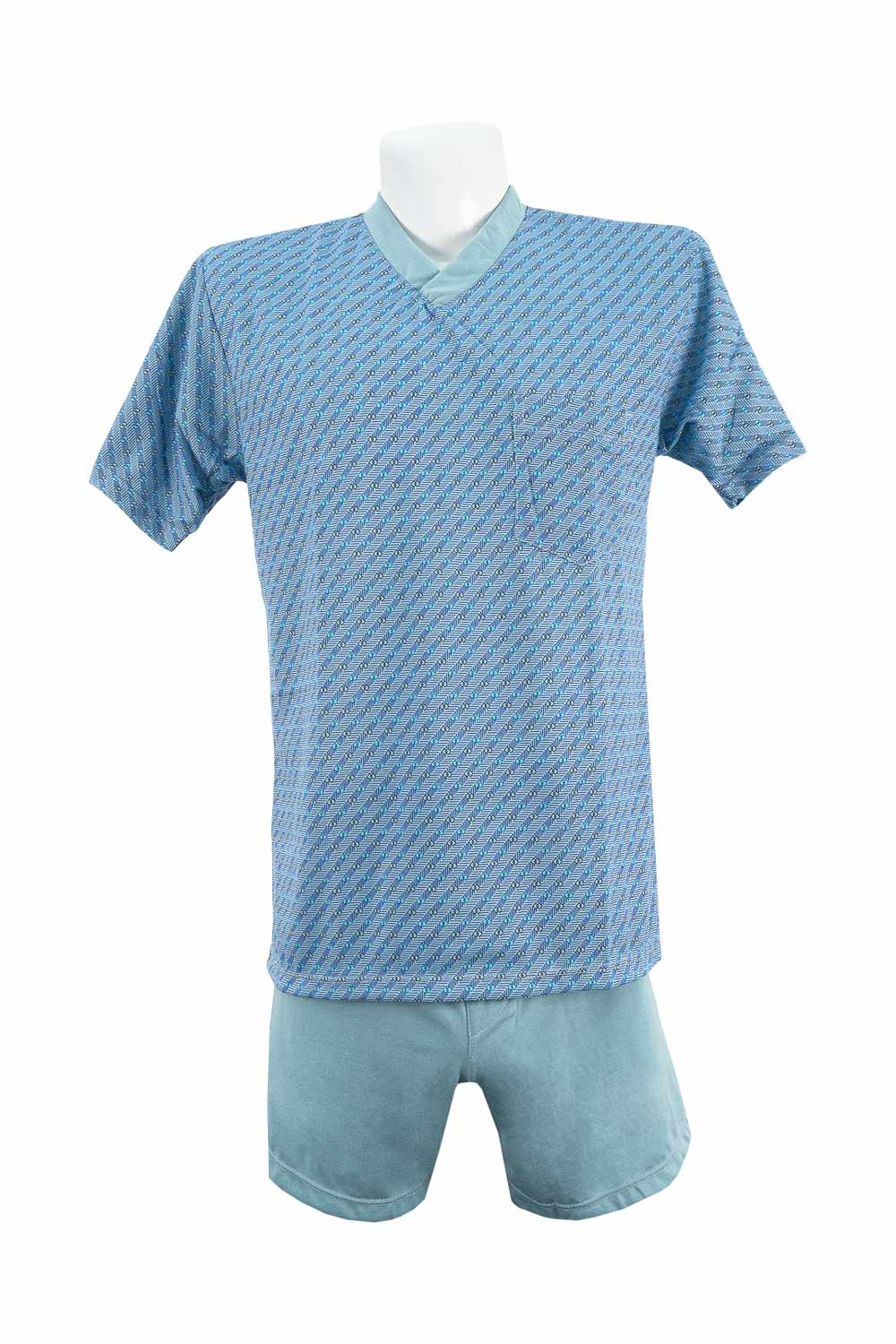 PIJAMA HOMBRE PANTALÓN CORTO MANGA CORTA BOLSILLO