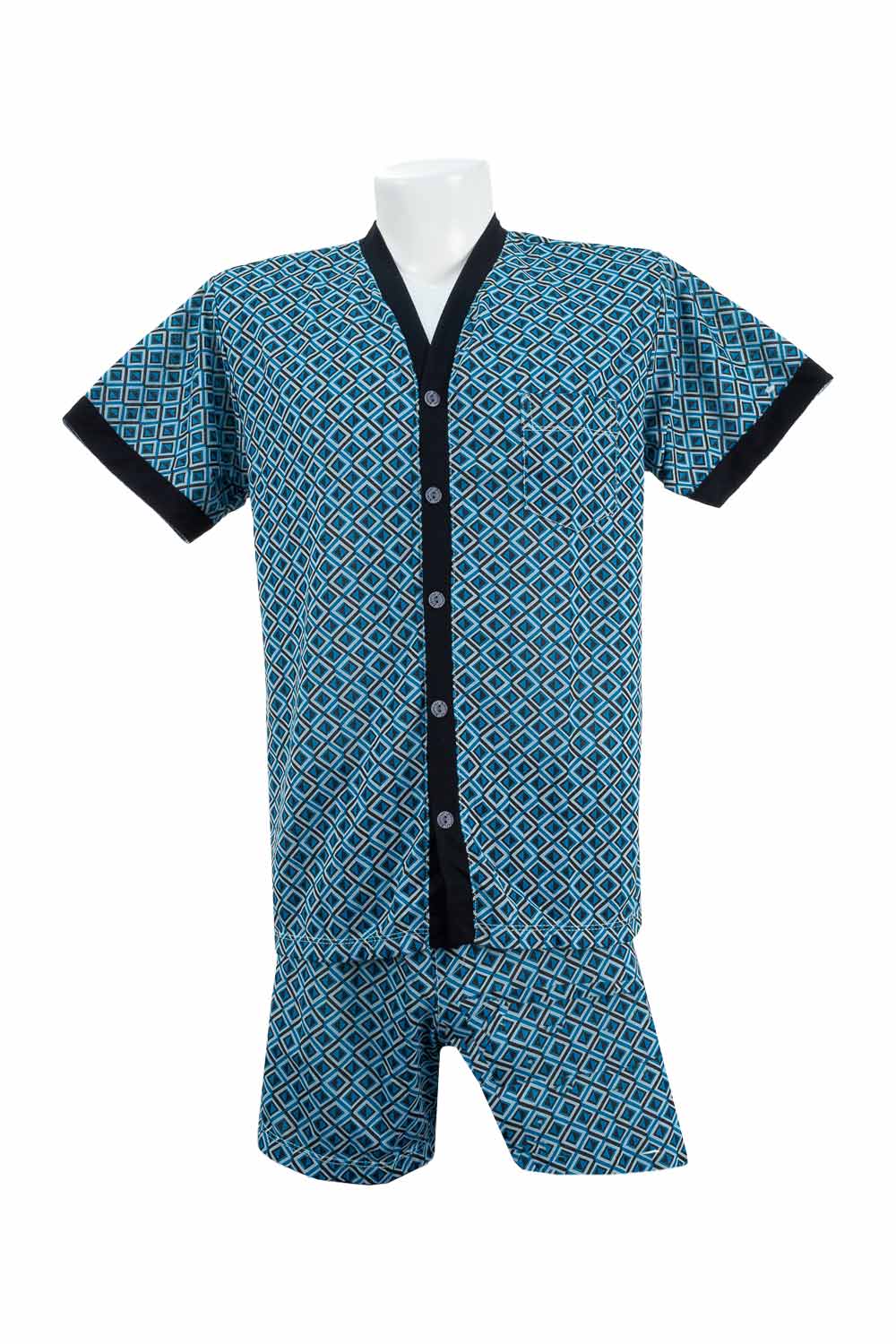 PIJAMA HOMBRE BOTONES PANTALÓN CORTO ESTAMPADO FORMAS