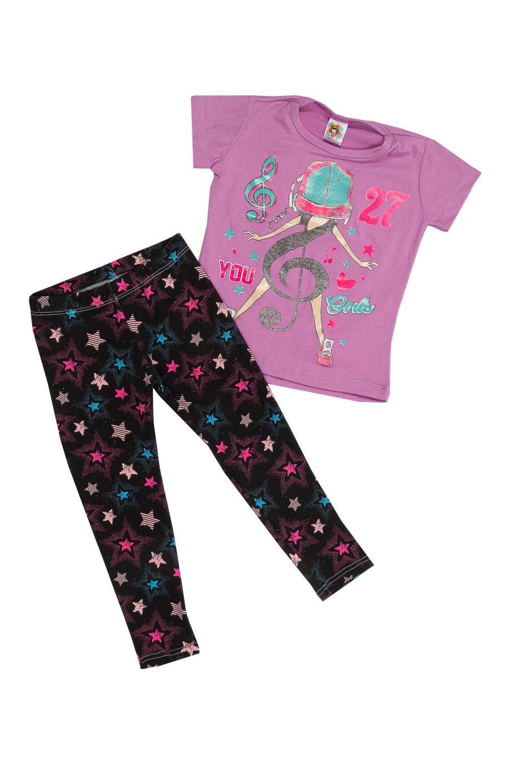 CONJUNTO NIÑA BLUSA MANGA CORTA Y LEGGINS ESTAMPADO VARIABLE