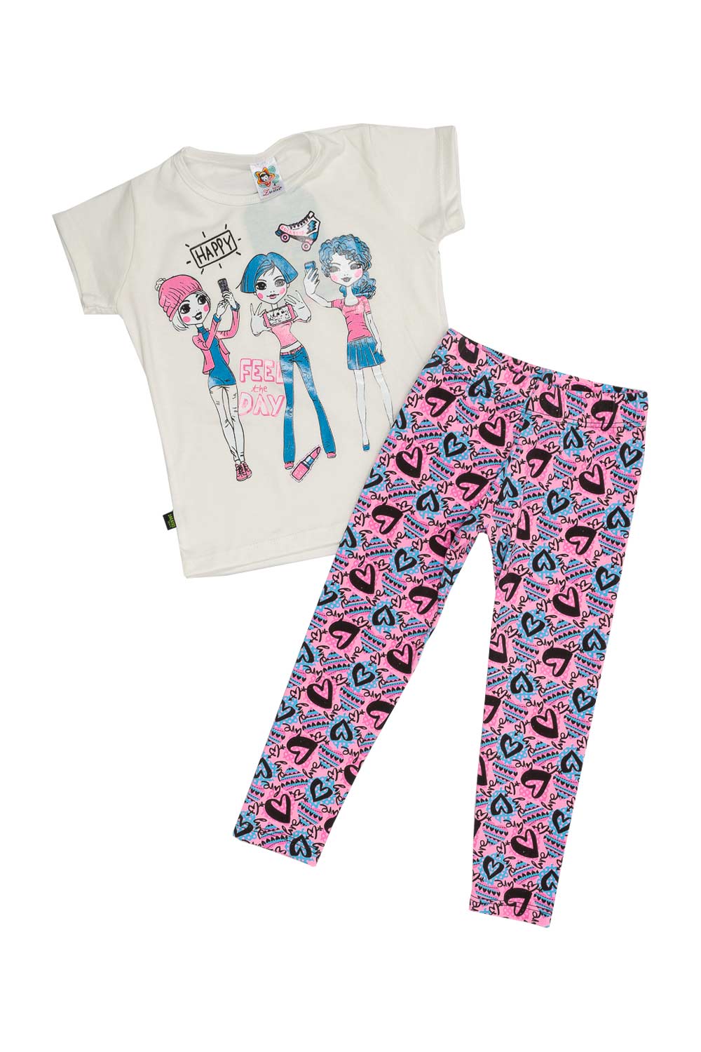 CONJUNTO NIÑA BLUSA MANGA CORTA Y LEGGINS ESTAMPADO VARIABLE