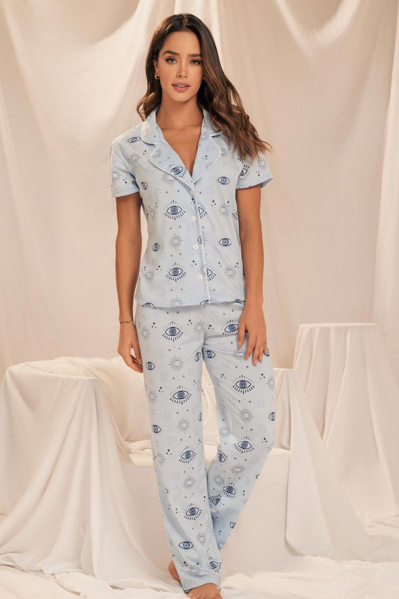 PIJAMA MUJER CAMISA Y PANTALON ESTAMPADA