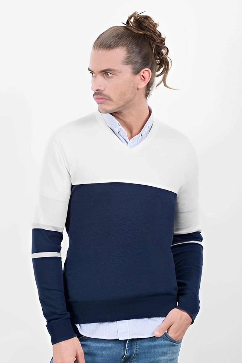 BUZO CASUAL HOMBRE RAYAS MEDIAS