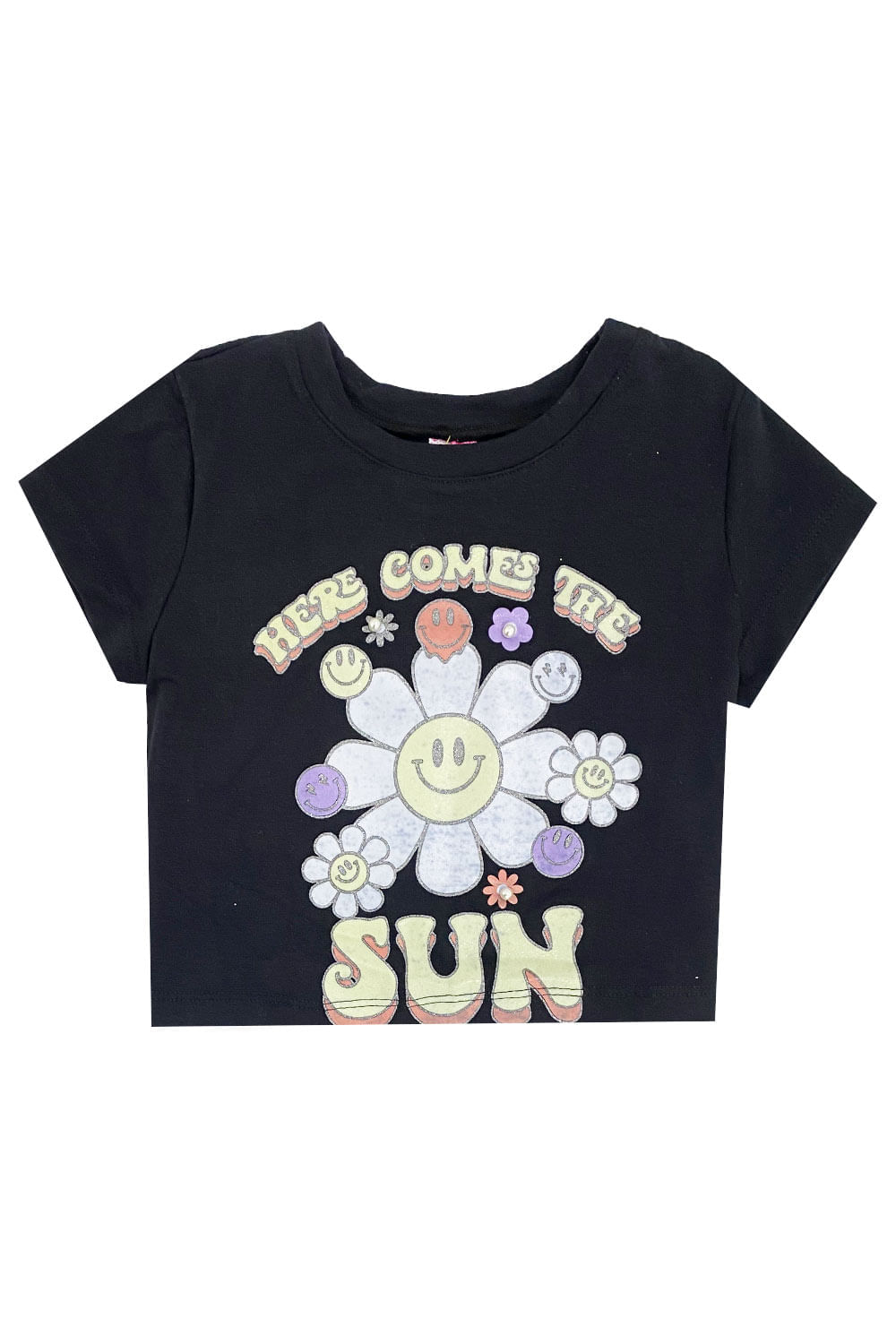 CAMISETA NIÑA CORTA ESTAMPADA FLOR