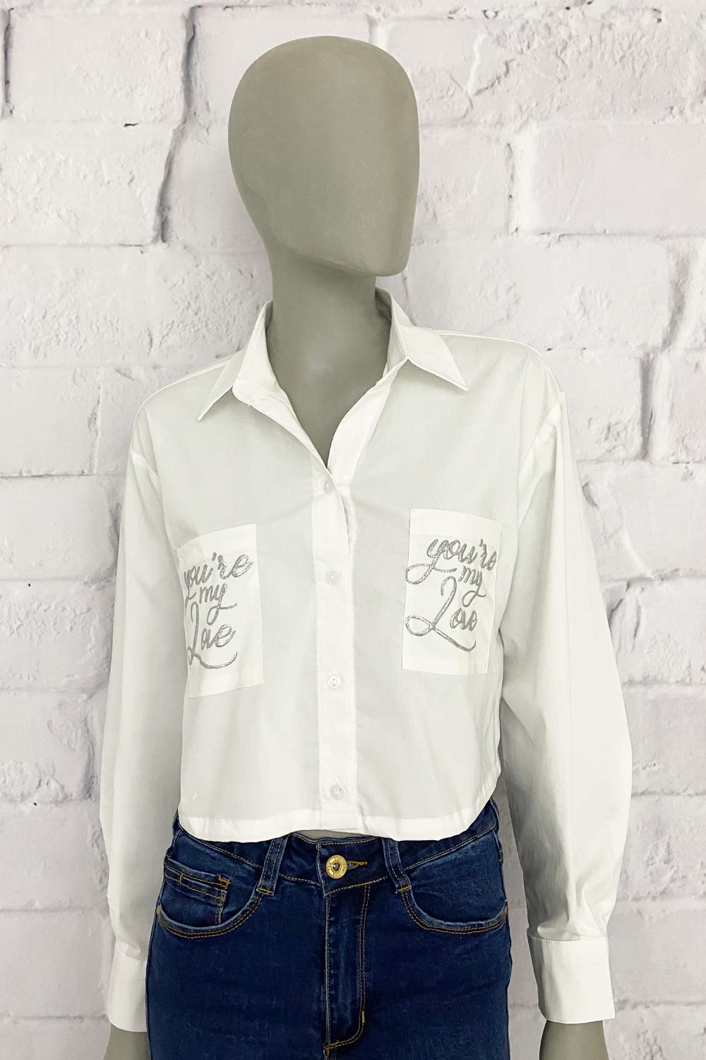 CAMISA MUJER CORTA DETALLES METALIZADOS
