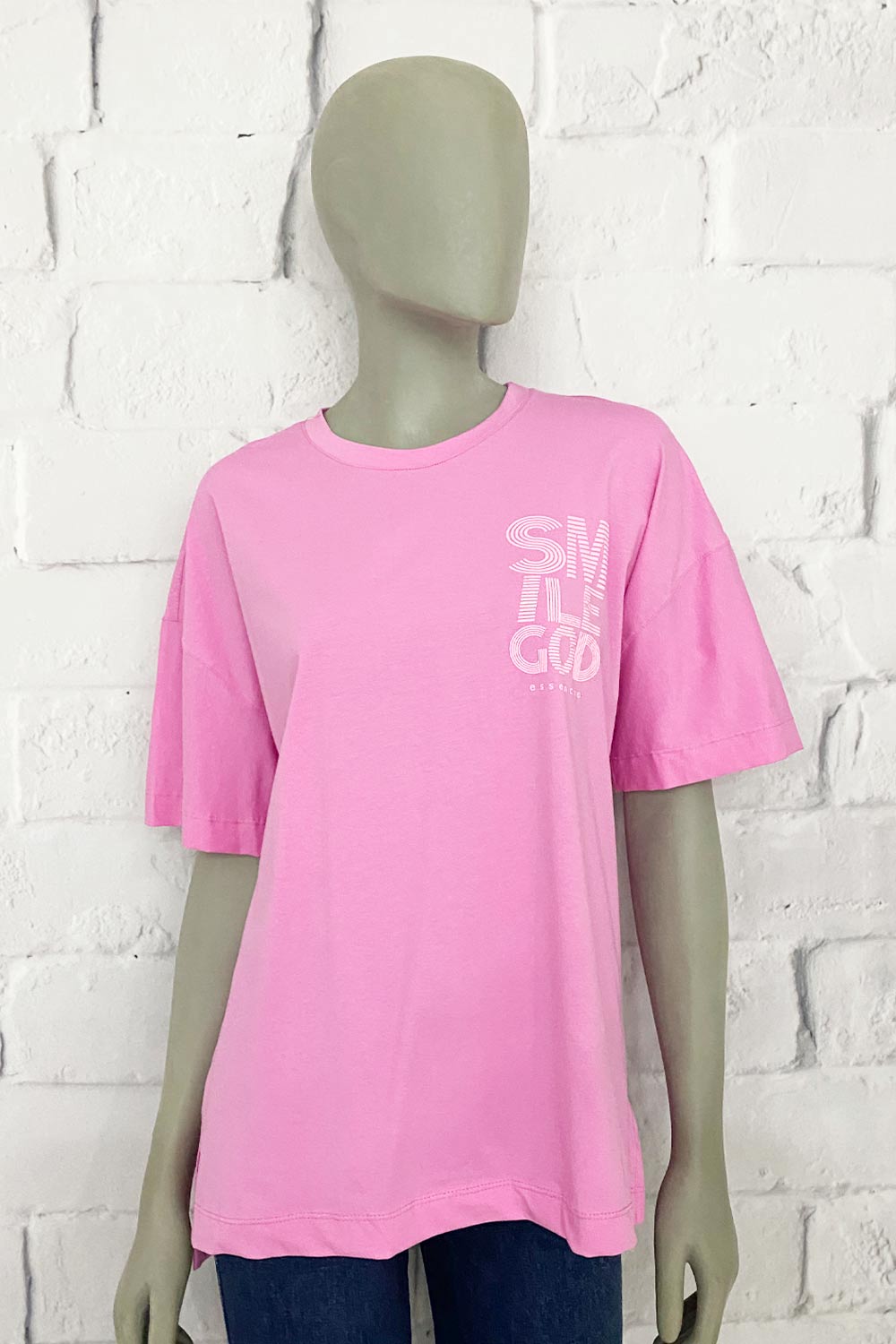 CAMISETA MUJER OVER SIZE ESTAMPADO DELANTERO Y TRASERO