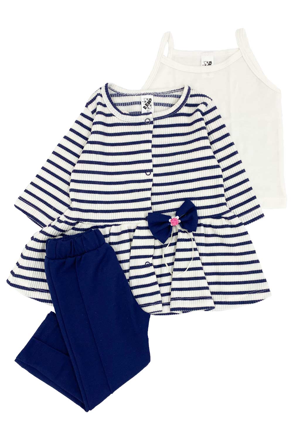 CONJUNTO BEBE VESTIDO ACANALADO BASICO Y PANTALÓN