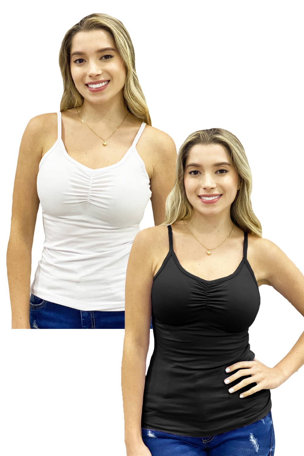 DÚO DE BÁSICAS MUJER CON RECOGIDO DELANTERO