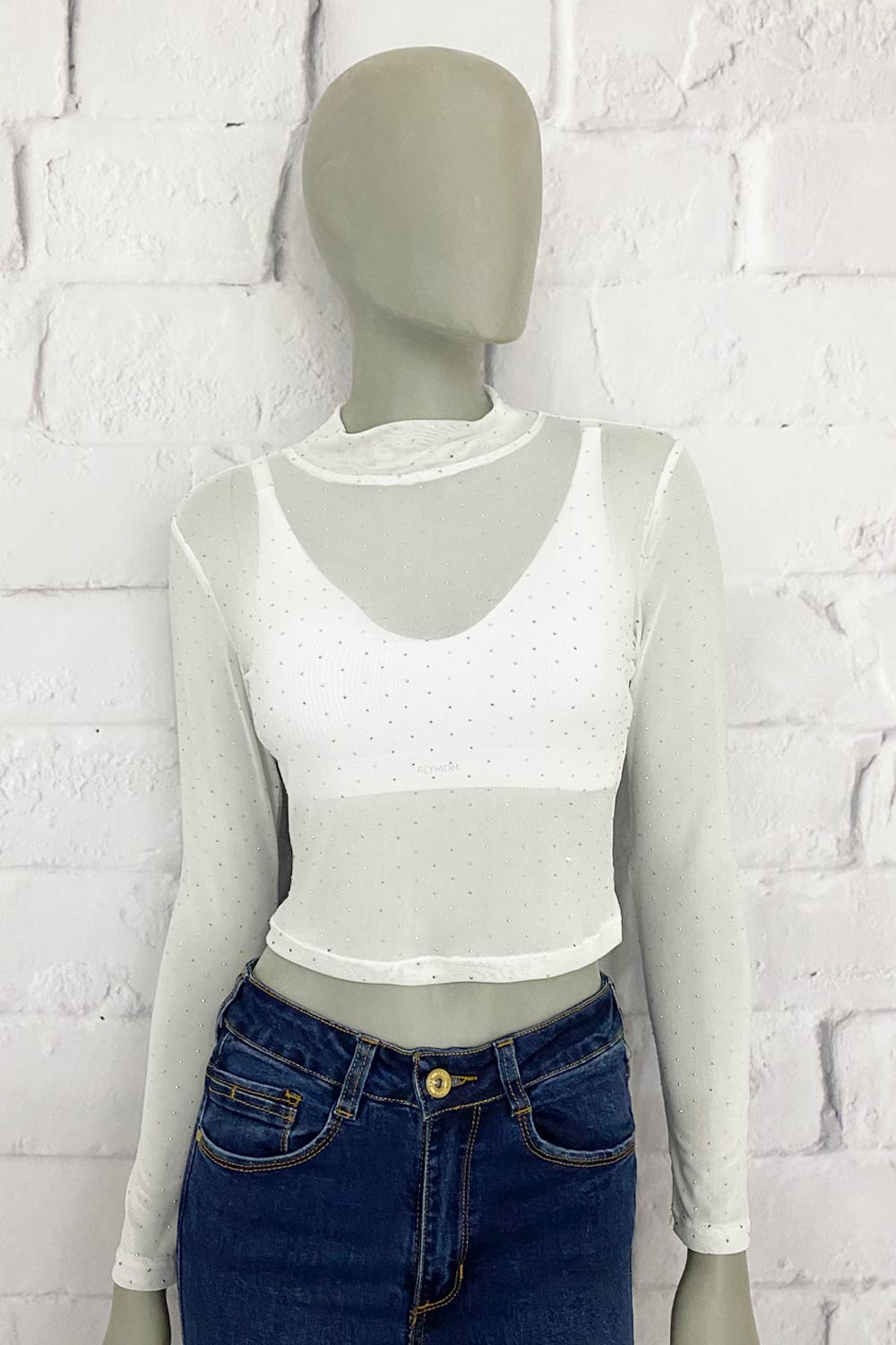 BLUSA MUJER EN MALLA CON BRILLOS (NO INCLUYE TOP)