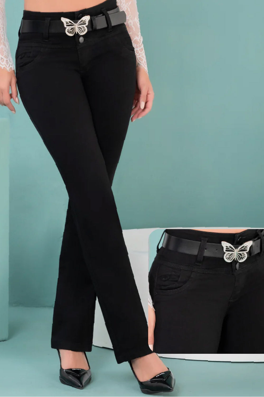 JEAN MUJER BOTA RECTA LEVANTA COLA