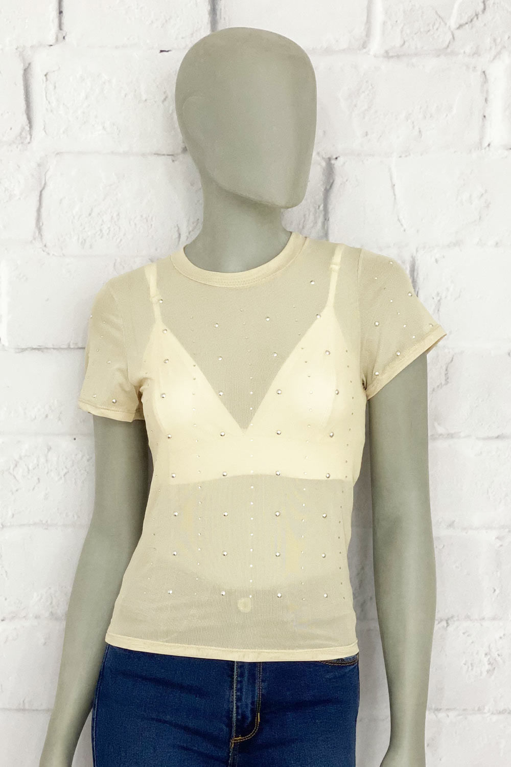 BLUSA MUJER EN MALLA CON DETALLES PLATEADOS (NO INCLUYE TOP)