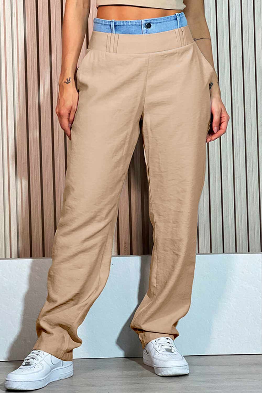 PANTALÓN MUJER BOTA RECTA CON PRETINA DOBLE