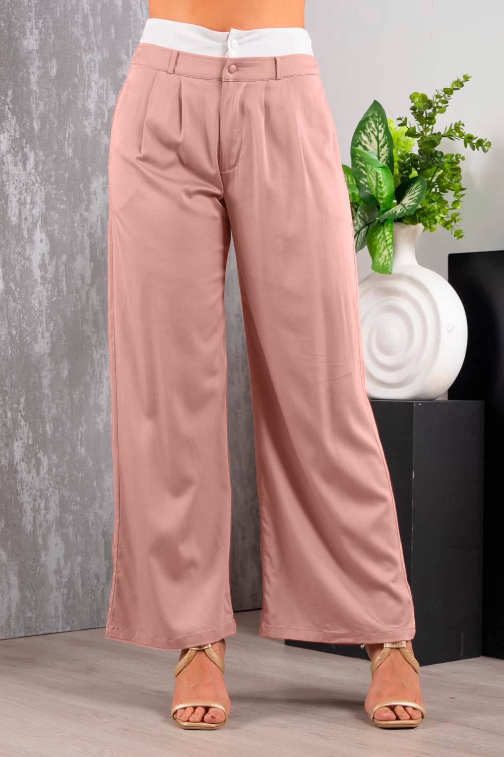 PANTALÓN MUJER SILUETA AMPLIA DOBLE PRETINA