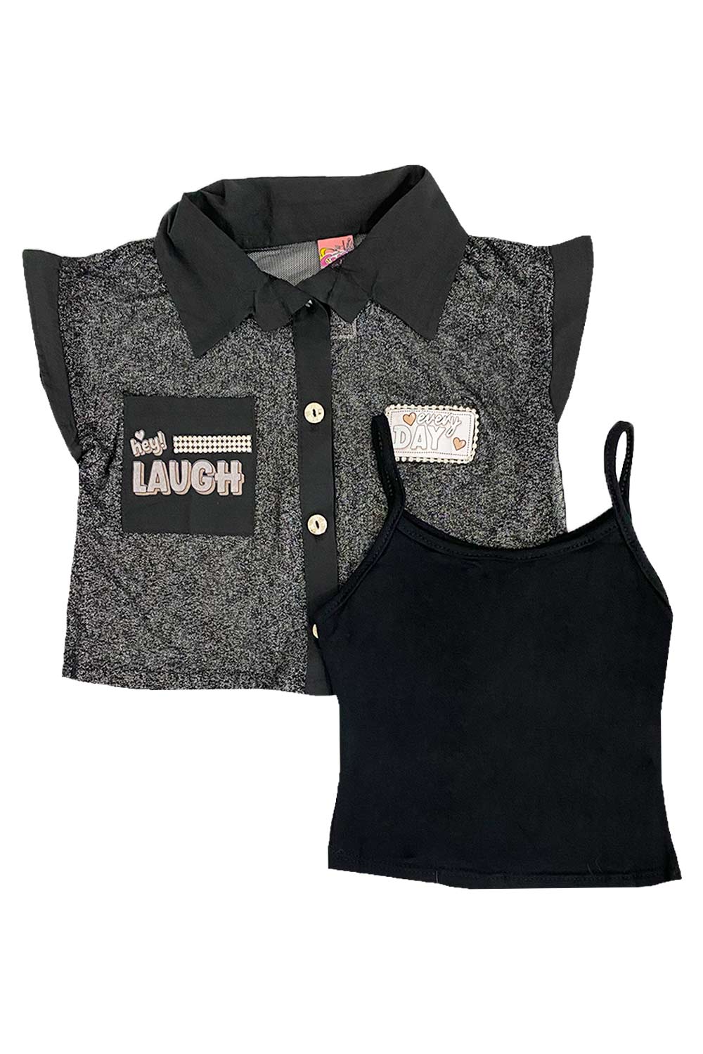 DUO NIÑA CAMISA MALLA Y BLUSA TIRAS