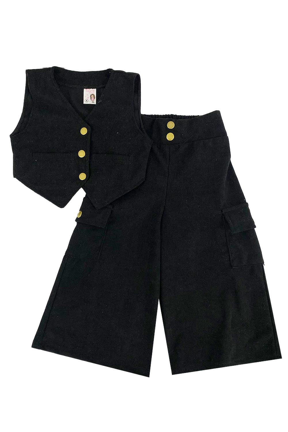 CONJUNTO NIÑA CHALECO Y PANTALÓN TELA ACANALADA