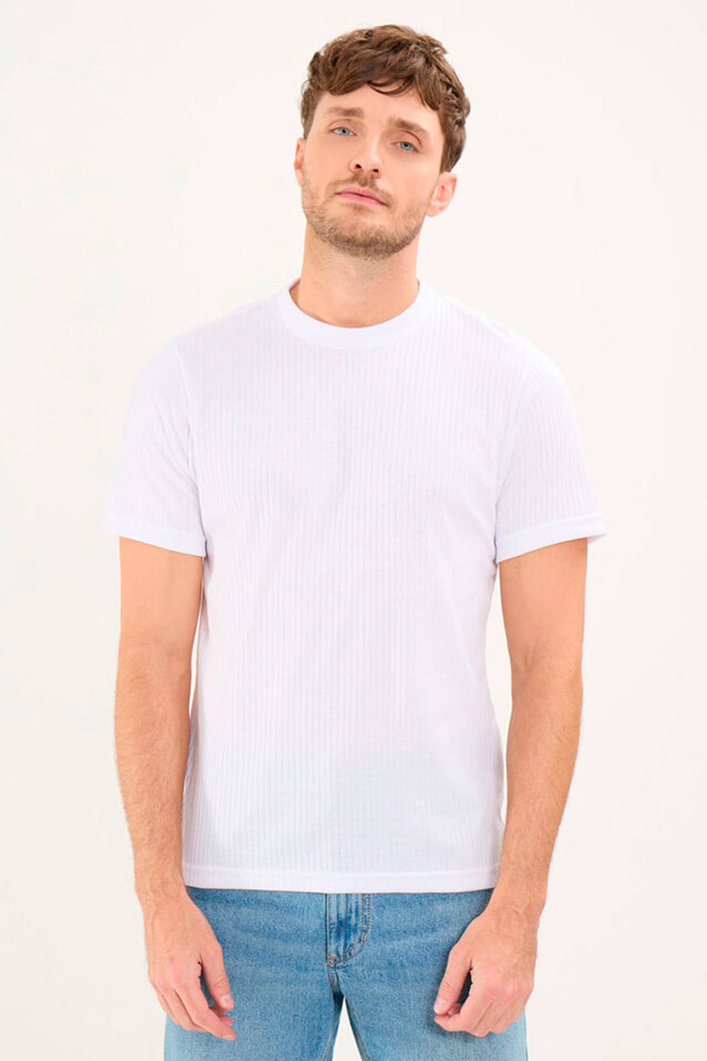 CAMISETA HOMBRE BÁSICA ACANALADA CUELLO REDONDO