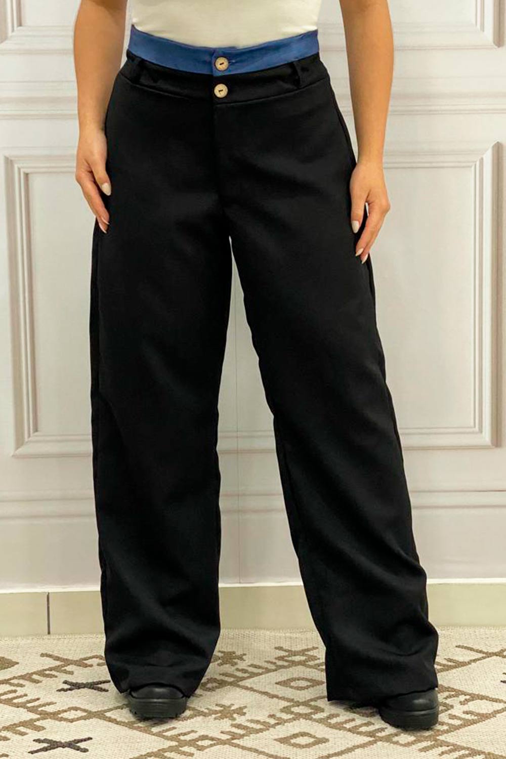 PANTALÓN MUJER SILUETA AMPLIA DOBLE PRETINA