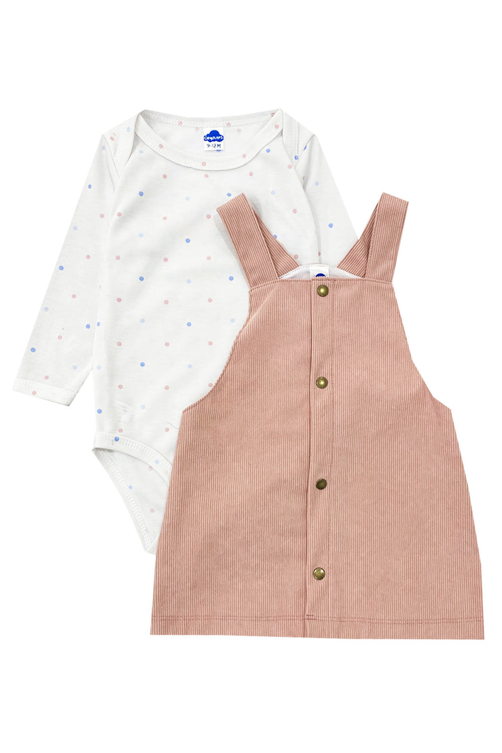 CONJUNTO BEBE BODY ESTAMPADO Y BATA EN PANA