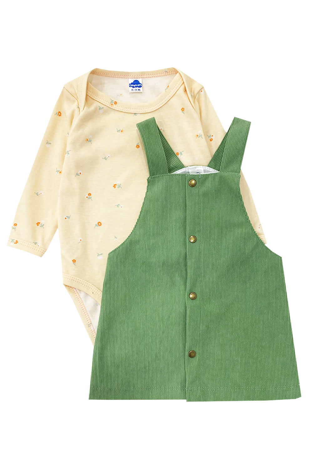 CONJUNTO BEBE BODY ESTAMPADO Y BATA EN PANA