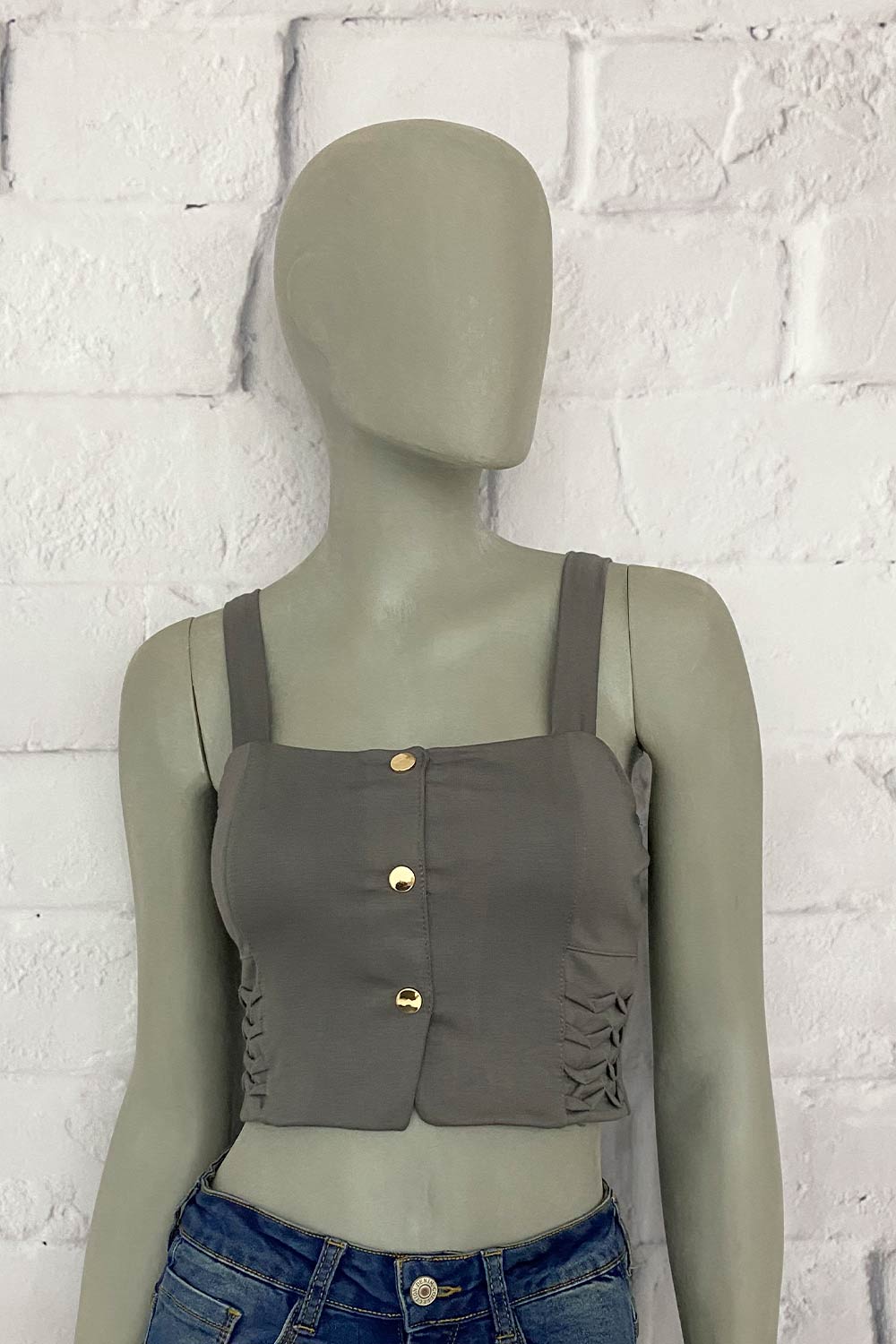 BLUSA MUJER CORTA DETALLES LATERALES