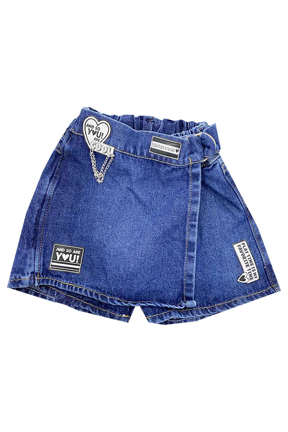 FALDA SHORT NIÑA DENIM CON ESTAMPADOS