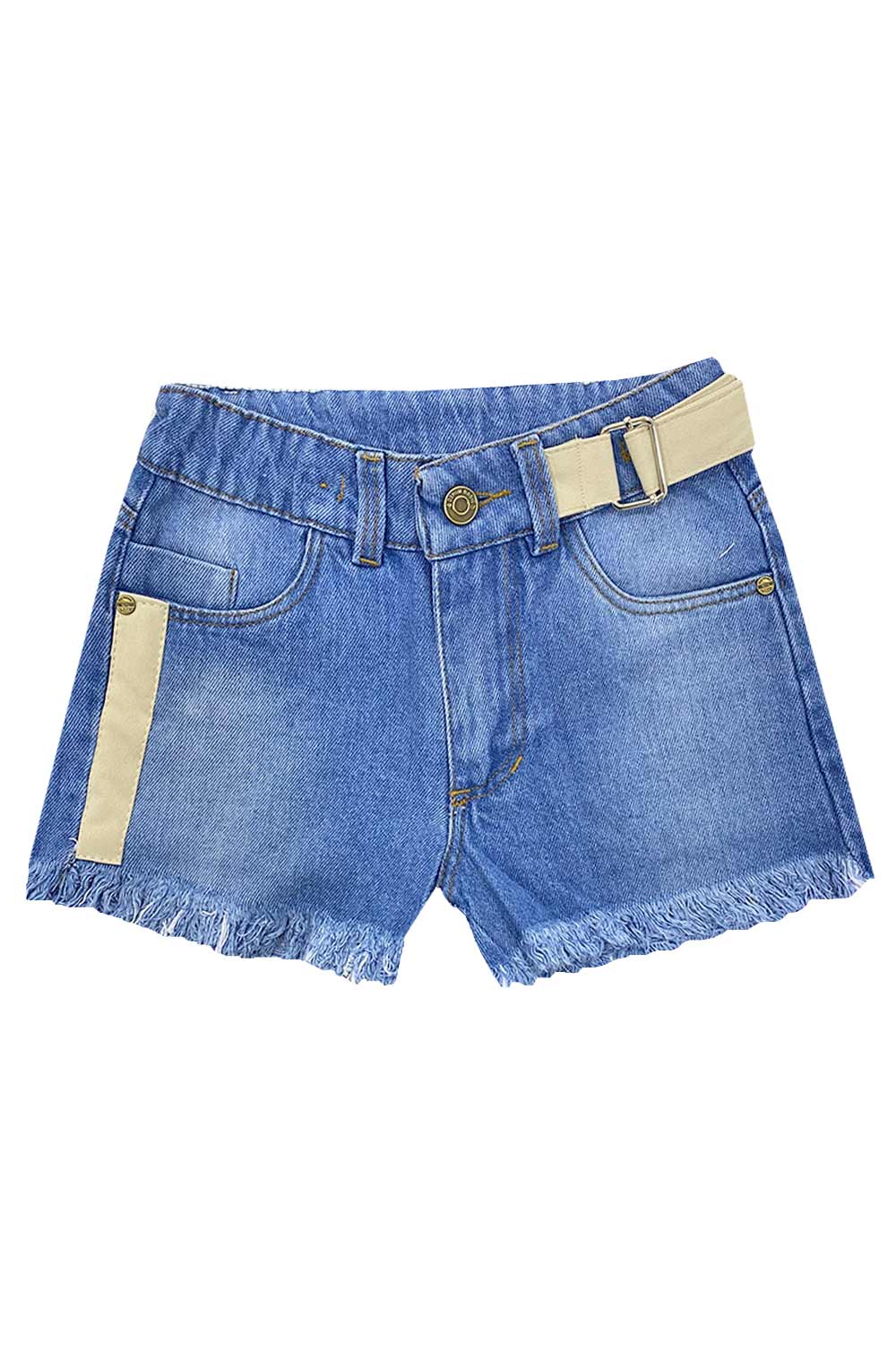 SHORT NIÑA DENIM CON DETALLE EN CINTURA Y LATERAL