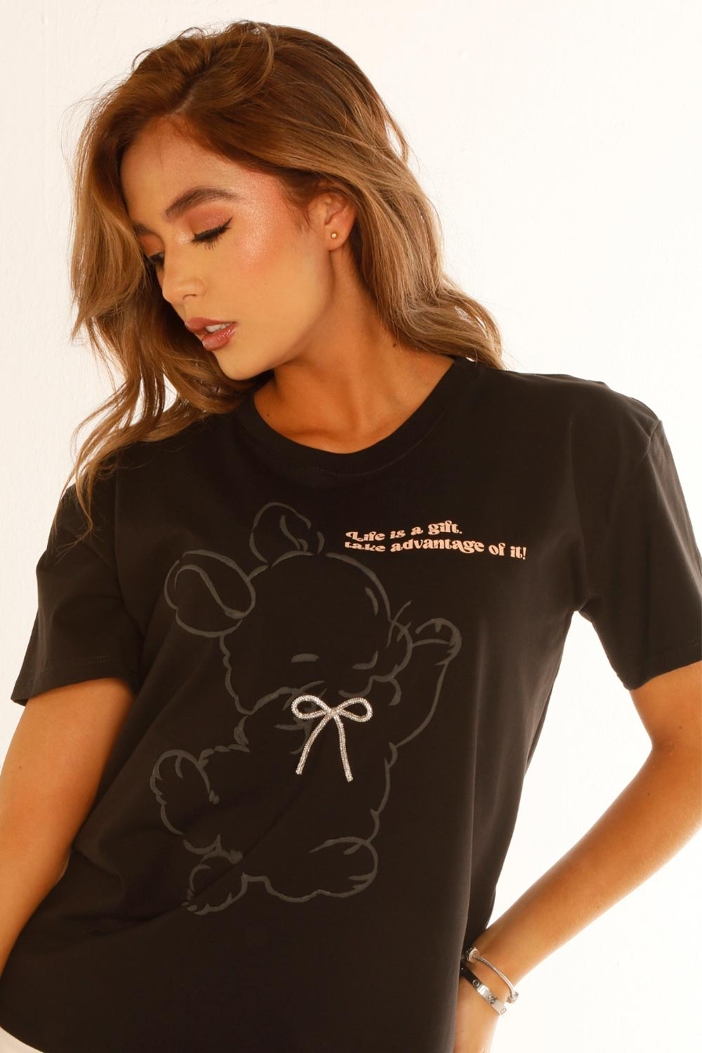 CAMISETA MUJER OVER SIZE ESTAMPADO DELANTERO