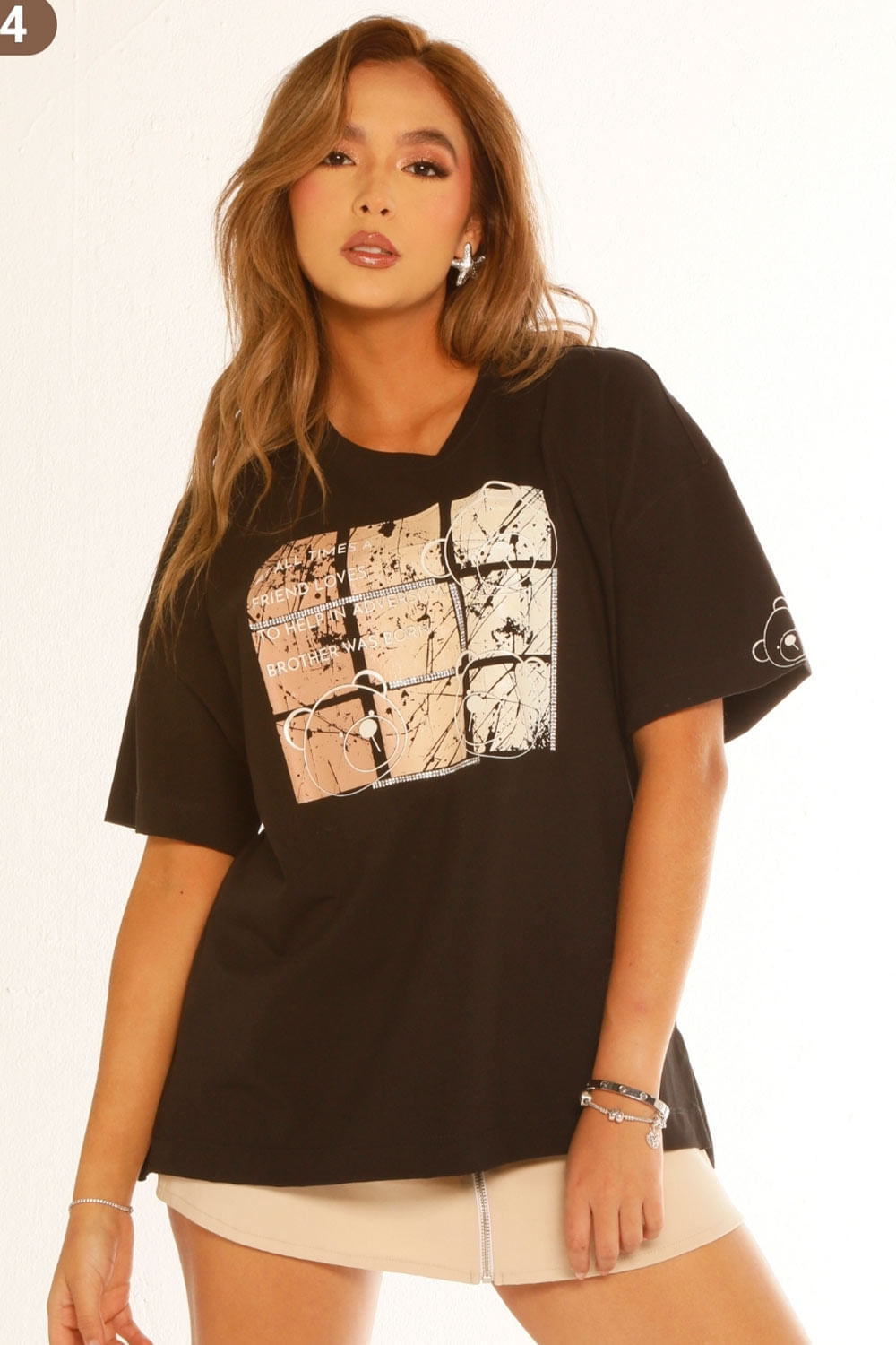 CAMISETA MUJER OVER SIZE ESTAMPADO DELANTERO