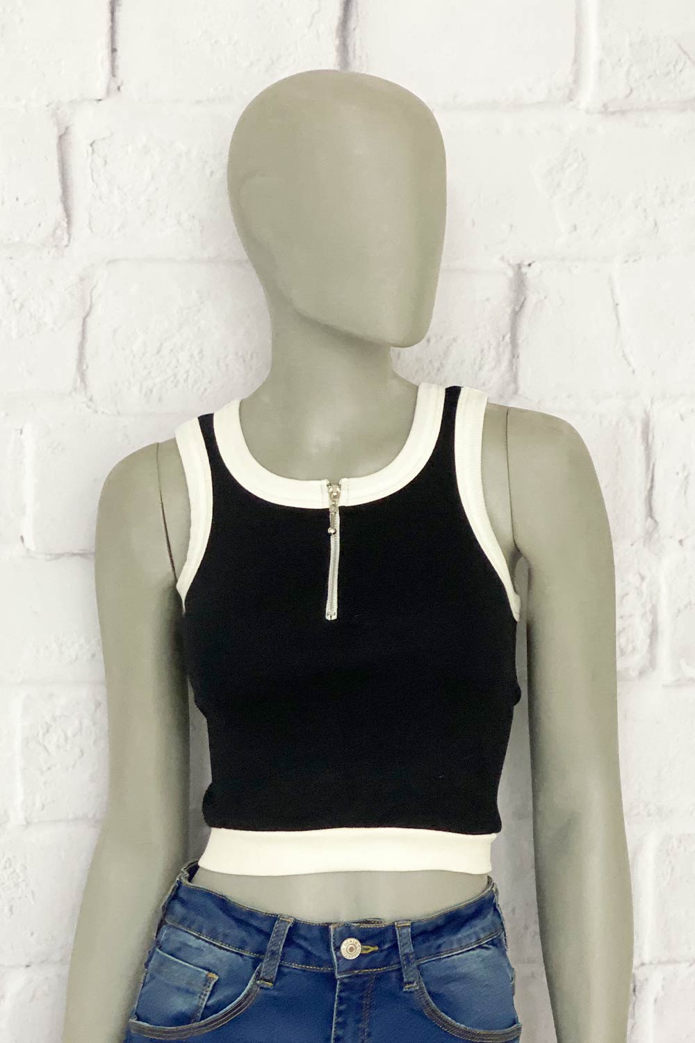 BLUSA MUJER CORTA TELA ACANALADA