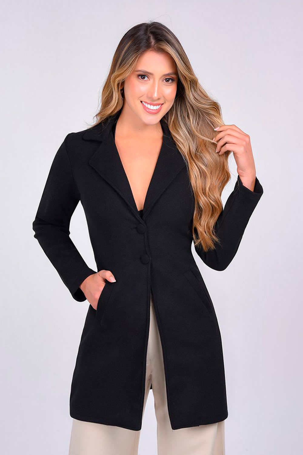 GABAN MUJER UNICOLOR ELEGANTE