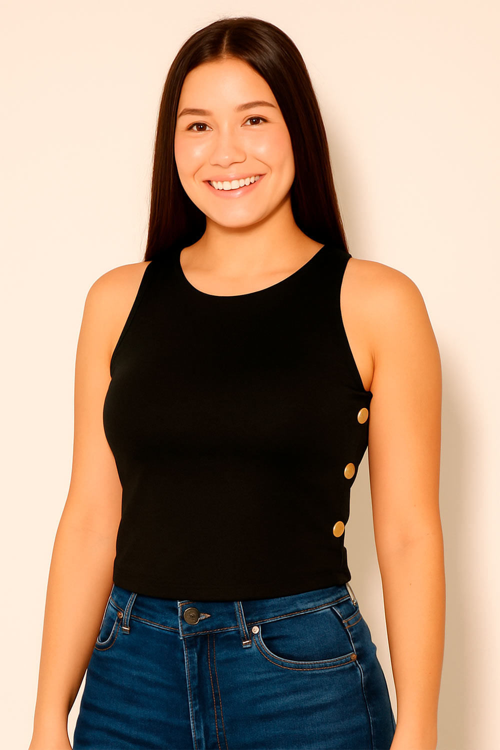 BLUSA MUJER CORTA DETALLE LATERALES