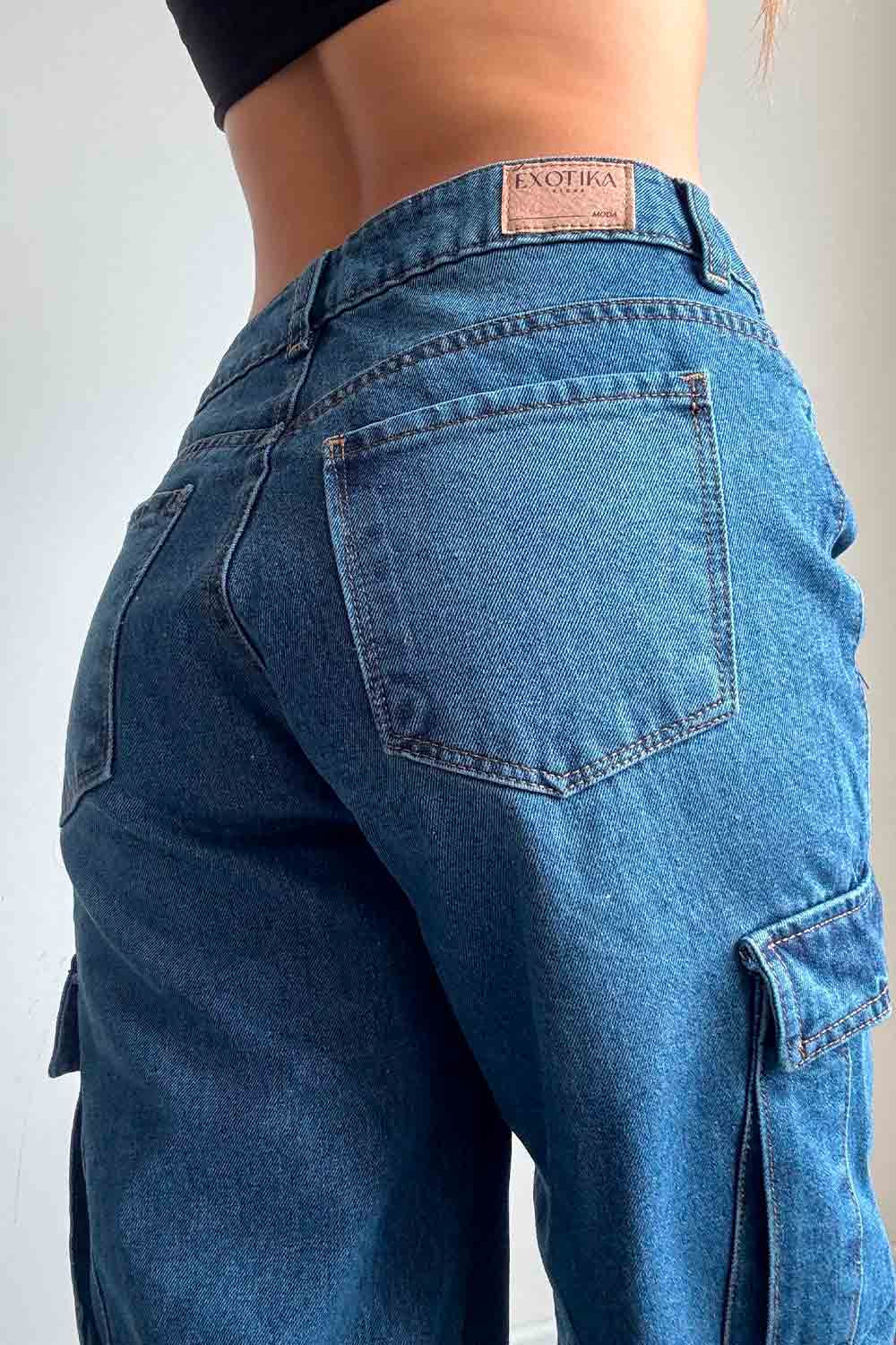 JEAN MUJER CARGO SILUETA AMPLIA