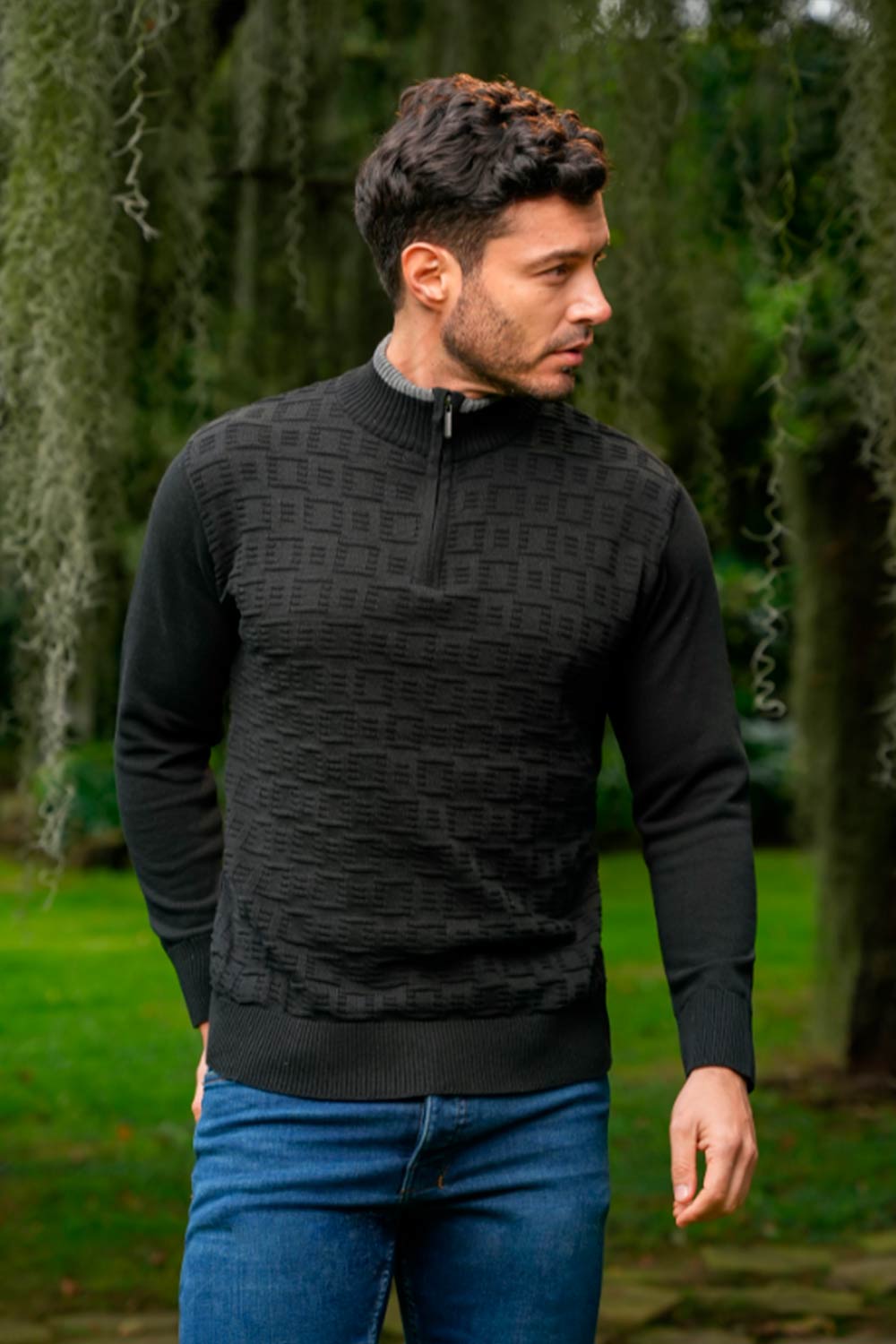 BUZO HOMBRE TEJIDO CREMALLERA DELANTERA CUELLO ALTO