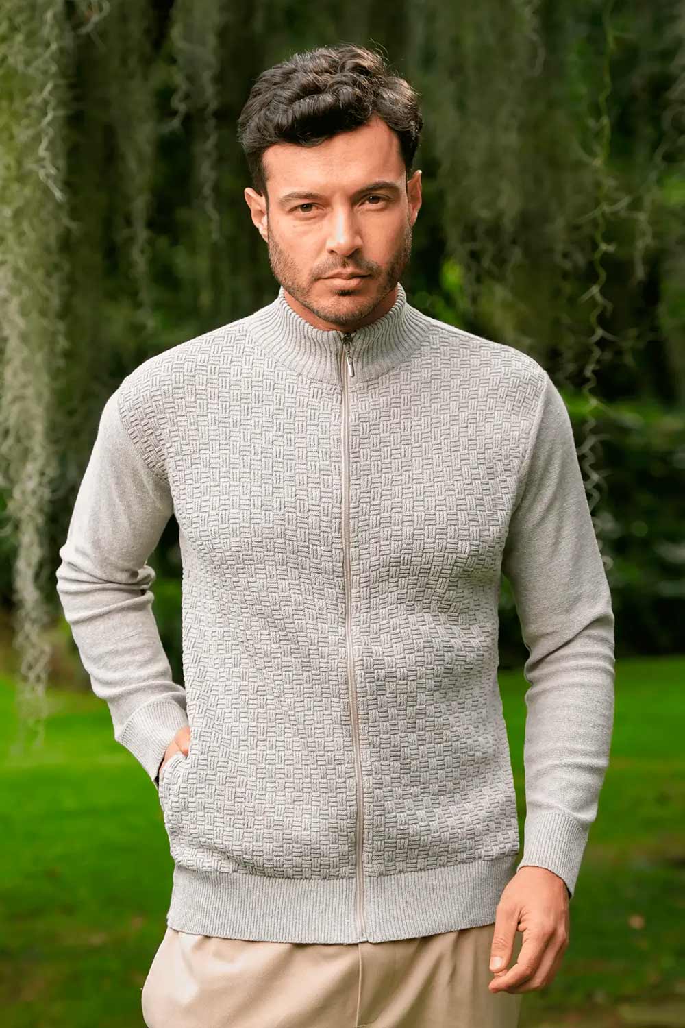 CHAQUETA HOMBRE TEJIDA UNICOLOR