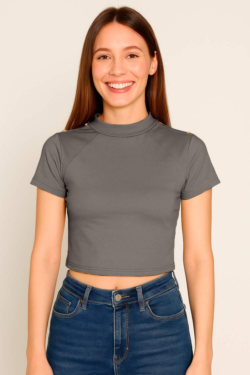 BLUSA MUJER CORTA DETALLE EN HOMBROS