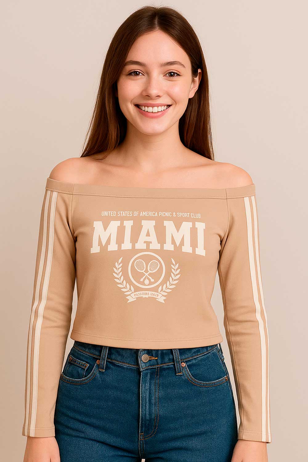 BLUSA MUJER CUELLO BANDEJA ESTAMPADO DELANTERO